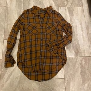 Topshop Brown Tunic Flannel Shirt US 6